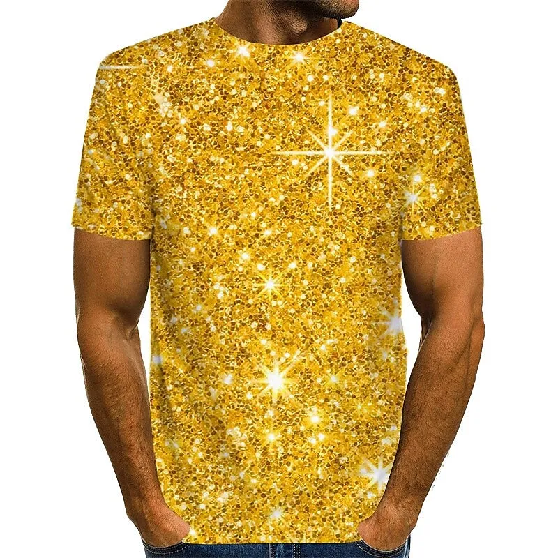 3D Print Casual Silver Blue Gold Brown Green Tee for Men - Streetwear Henley Shirt