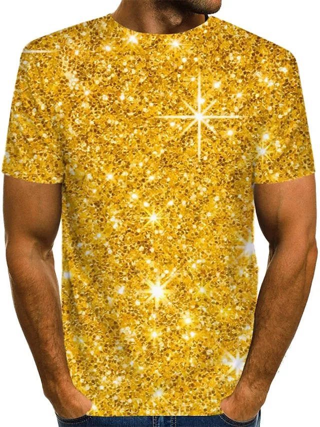 3D Print Casual Silver Blue Gold Brown Green Tee for Men - Streetwear Henley Shirt