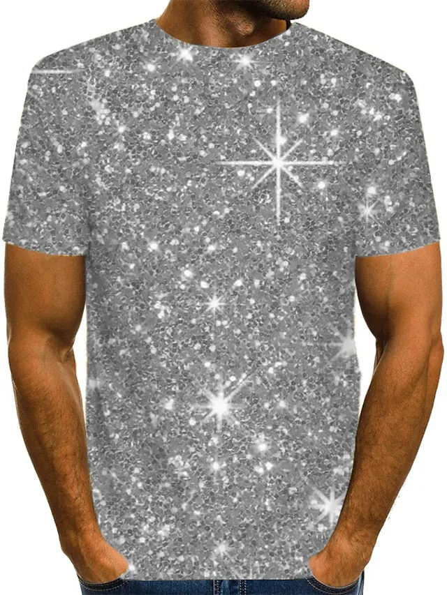 3D Print Casual Silver Blue Gold Brown Green Tee for Men - Streetwear Henley Shirt