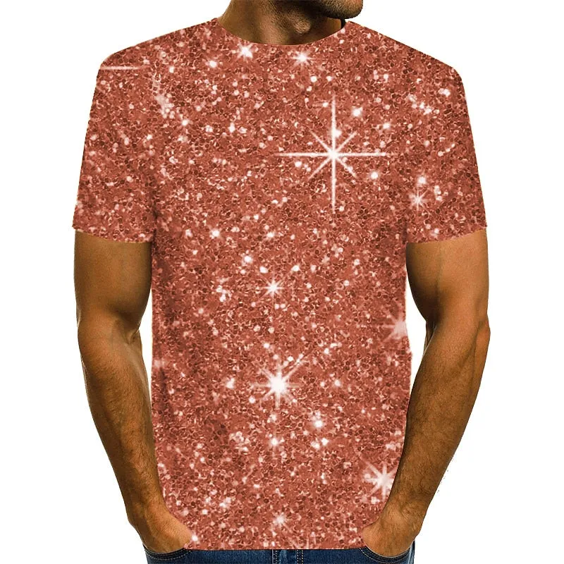 3D Print Casual Silver Blue Gold Brown Green Tee for Men - Streetwear Henley Shirt