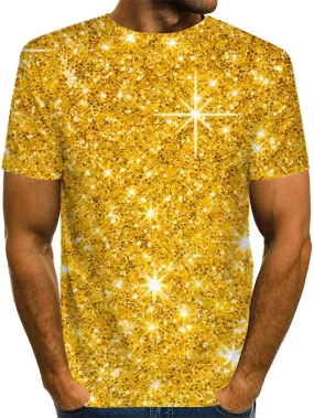 3D Print Casual Silver Blue Gold Brown Green Tee for Men - Streetwear Henley Shirt