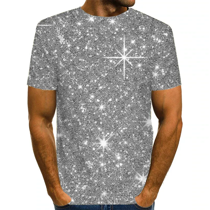 3D Print Casual Silver Blue Gold Brown Green Tee for Men - Streetwear Henley Shirt