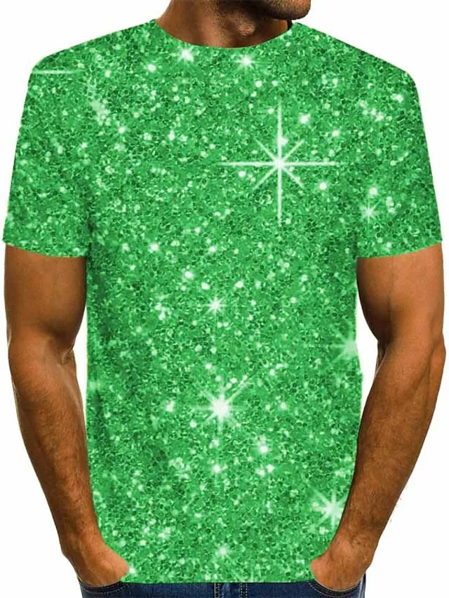 3D Print Casual Silver Blue Gold Brown Green Tee for Men - Streetwear Henley Shirt
