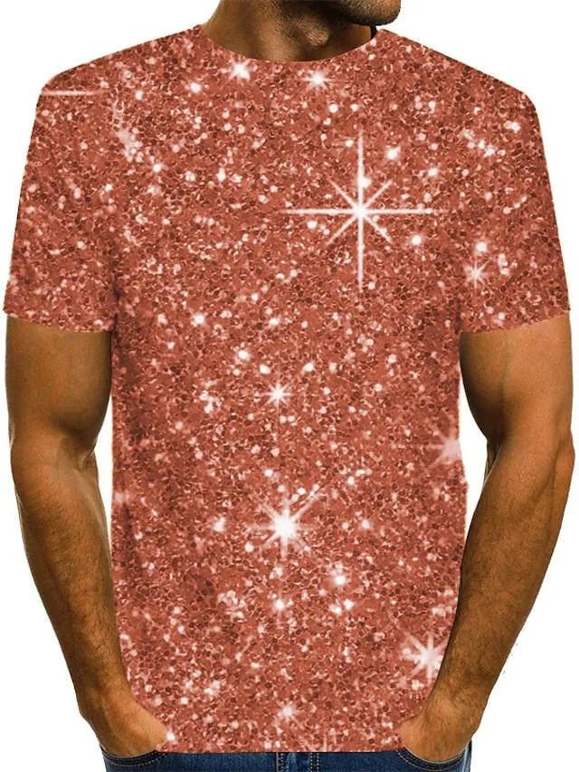 3D Print Casual Silver Blue Gold Brown Green Tee for Men - Streetwear Henley Shirt