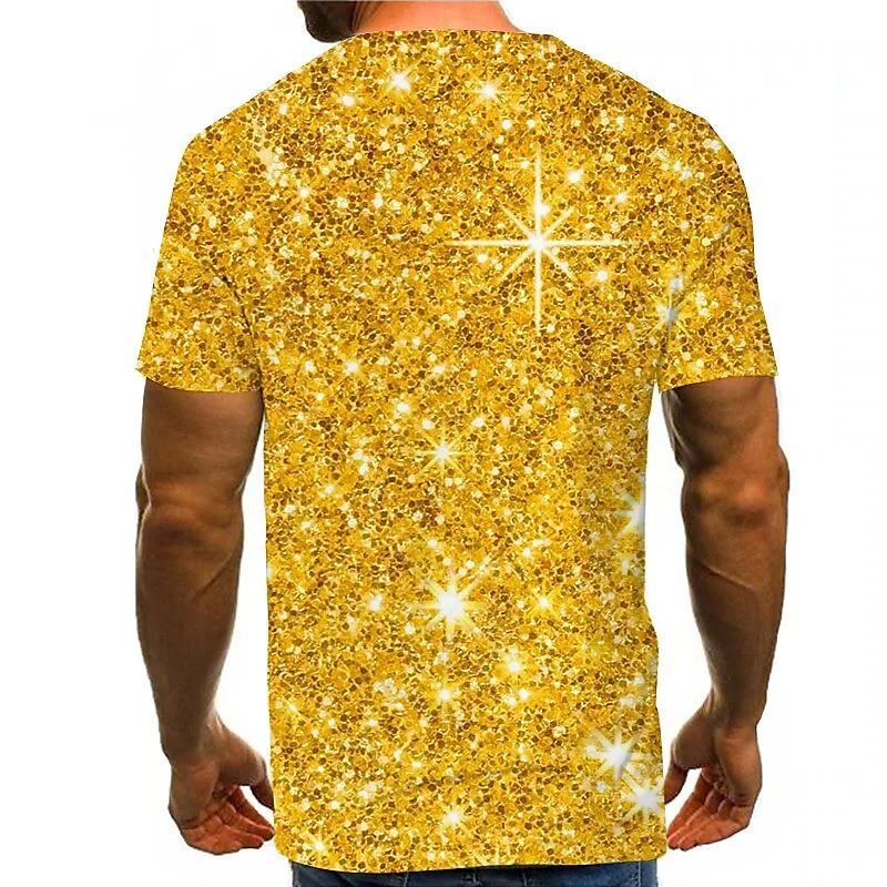 3D Print Casual Silver Blue Gold Brown Green Tee for Men - Streetwear Henley Shirt