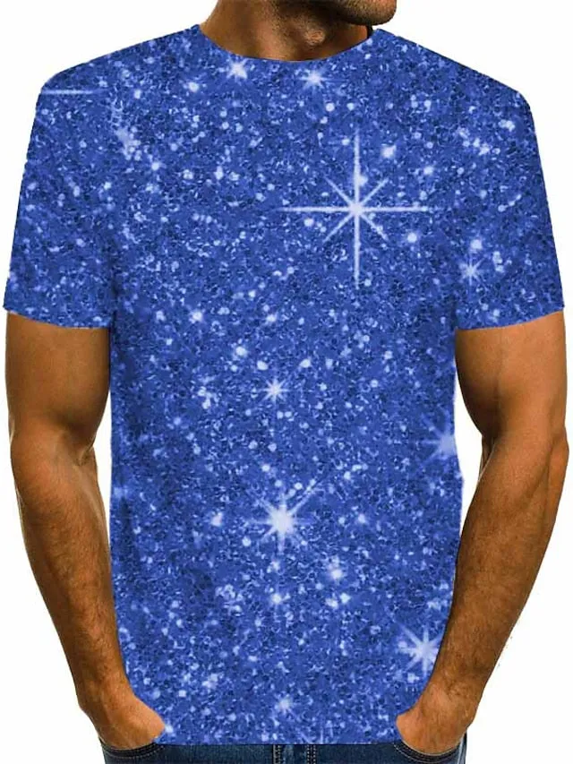 3D Print Casual Silver Blue Gold Brown Green Tee for Men - Streetwear Henley Shirt