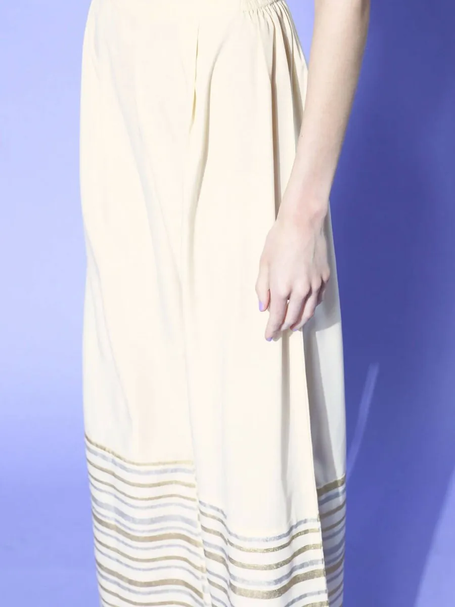 Ahalyaa Women Off White Colour Crepe Printed Top Palazzo Set
