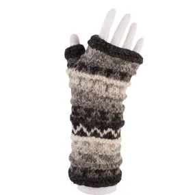 Australian Merino Wool Striped Fingerless Gloves
