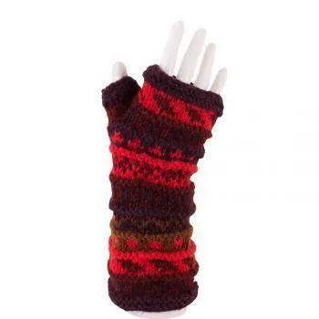 Australian Merino Wool Striped Fingerless Gloves