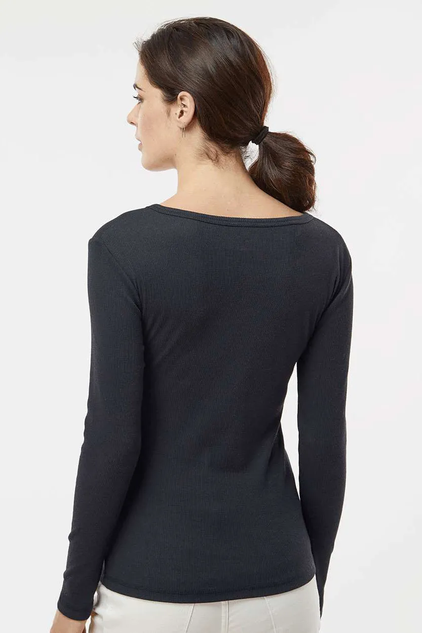 Boxercraft Womens Harper Long Sleeve Henley T-Shirt - Black
