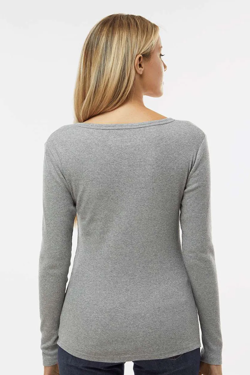 Boxercraft Womens Harper Long Sleeve Henley T-Shirt - Heather Oxford Grey