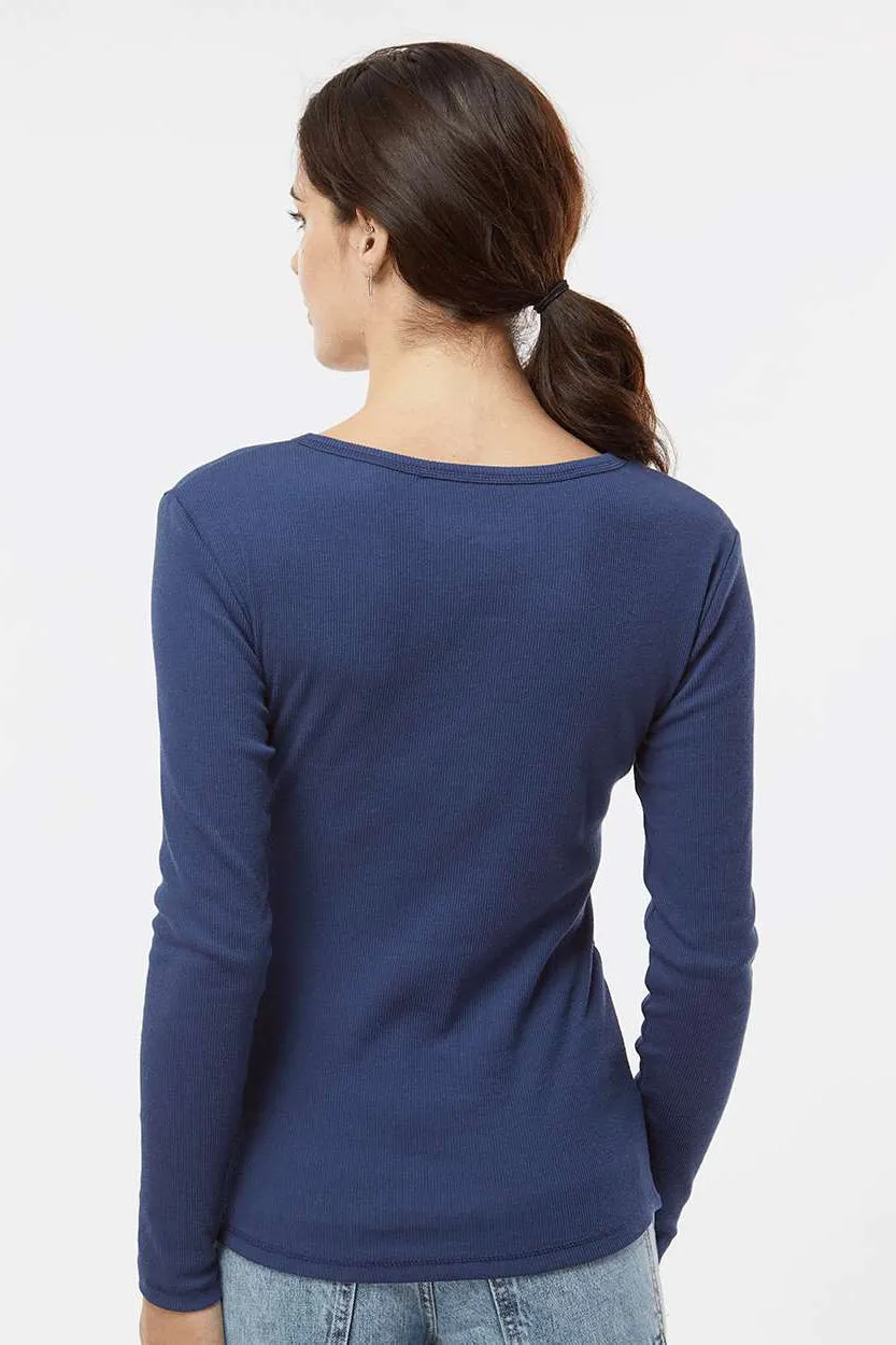 Boxercraft Womens Harper Long Sleeve Henley T-Shirt - Navy Blue