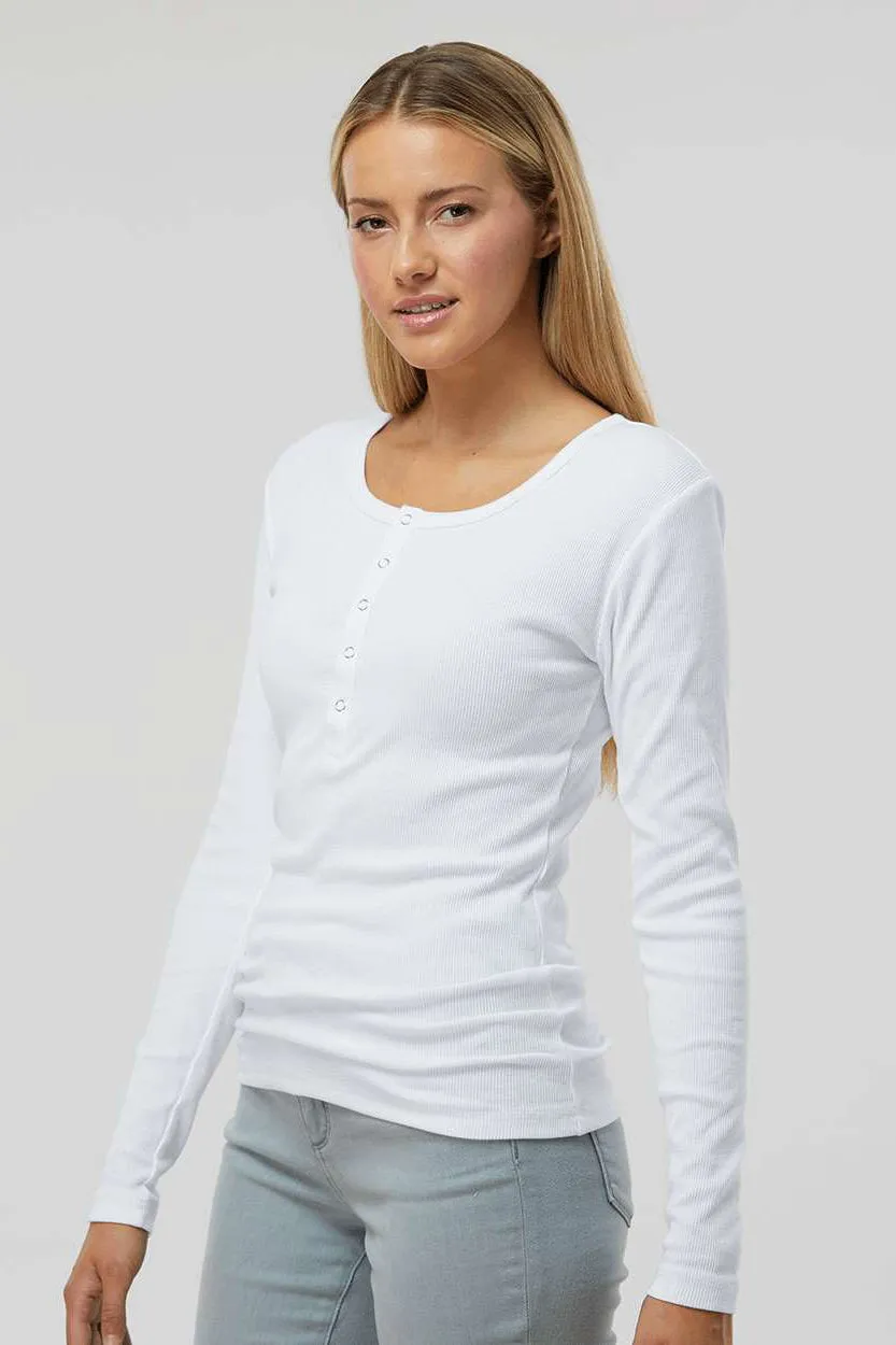 Boxercraft Womens Harper Long Sleeve Henley T-Shirt - White