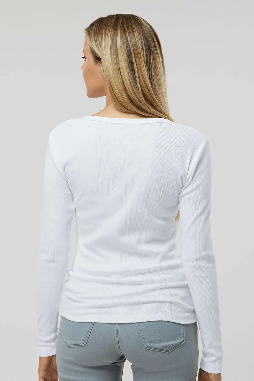 Boxercraft Womens Harper Long Sleeve Henley T-Shirt - White