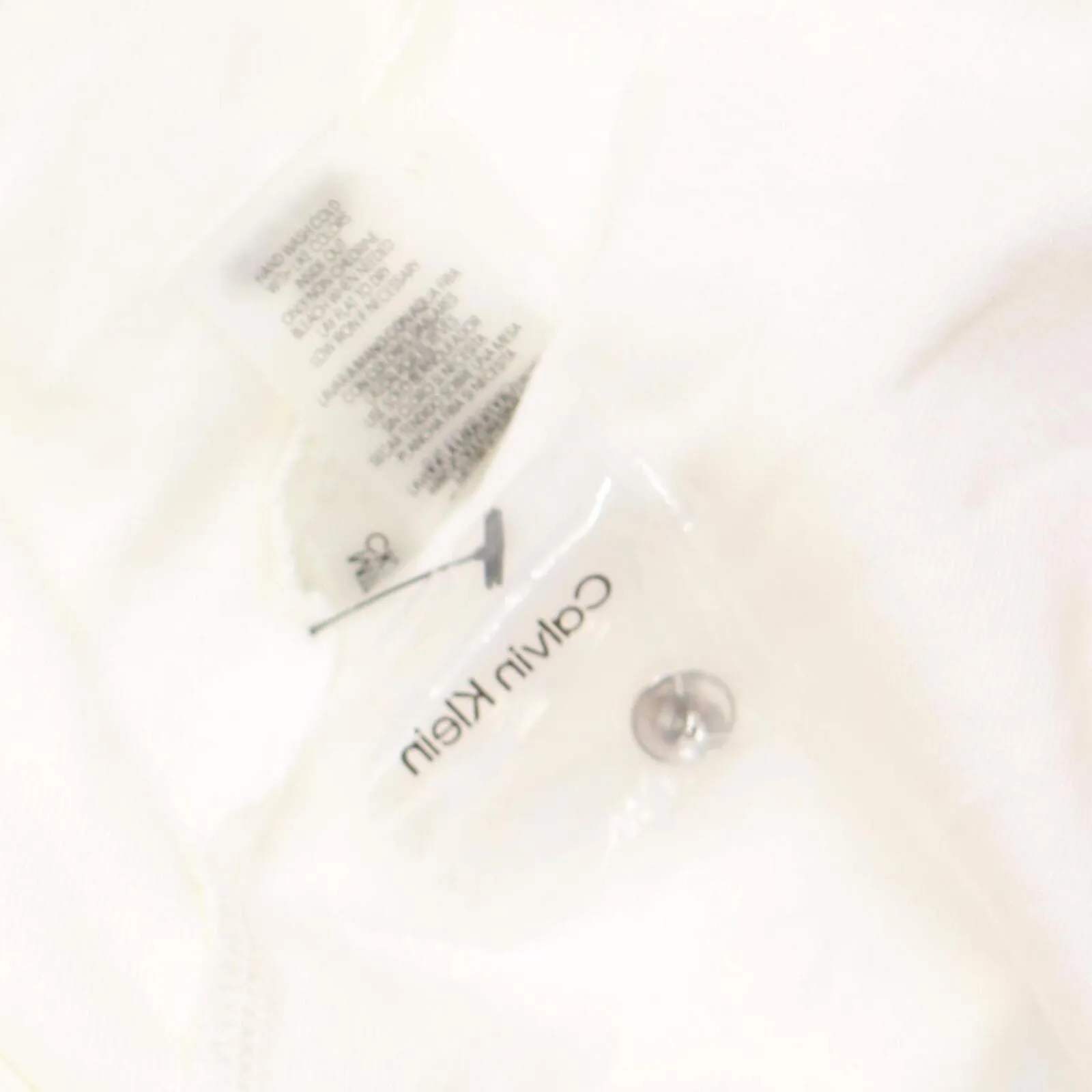 Calvin Klein Women's T-Shirt Silver Button Detailing Tee M1TH0807 Soft White L