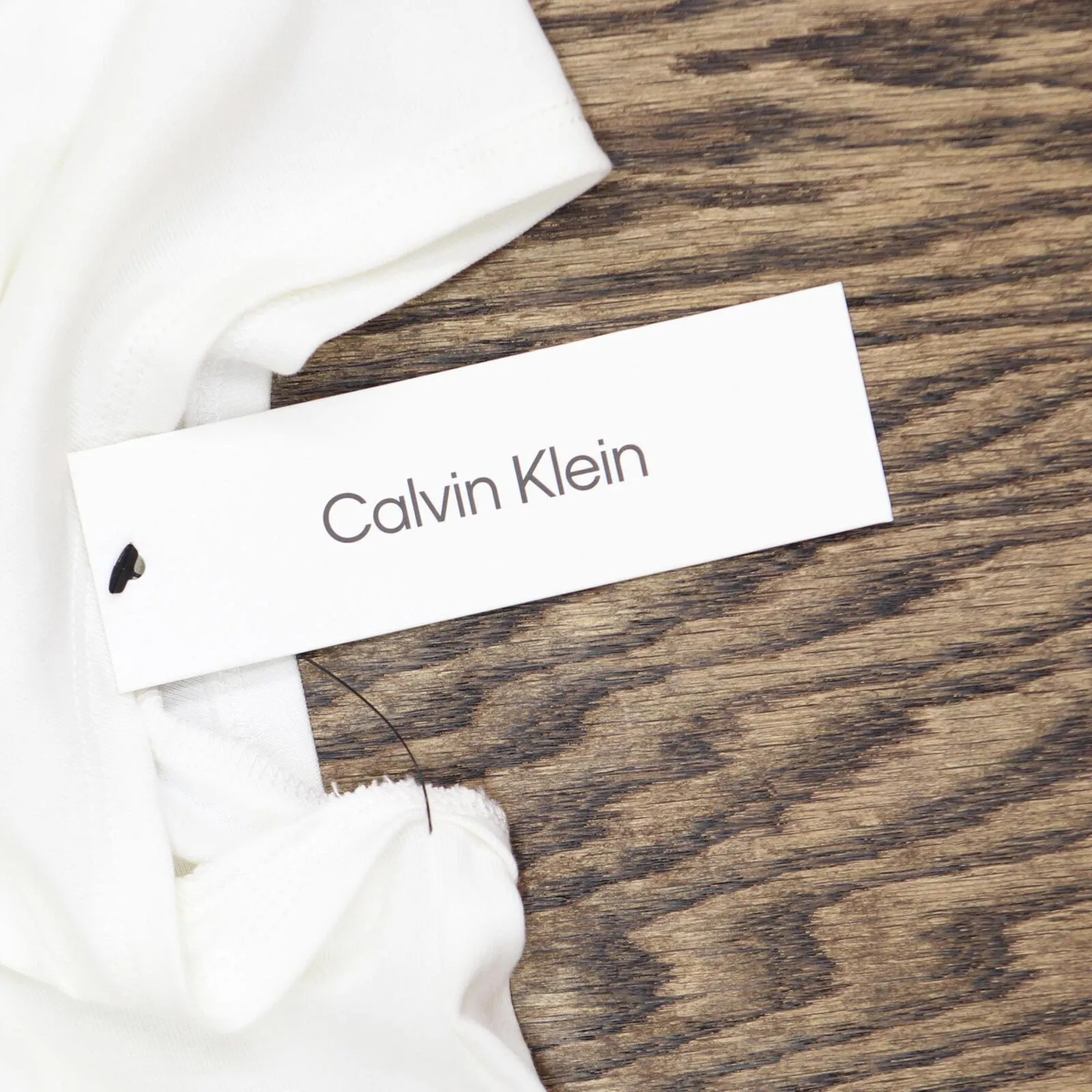 Calvin Klein Women's T-Shirt Silver Button Detailing Tee M1TH0807 Soft White L
