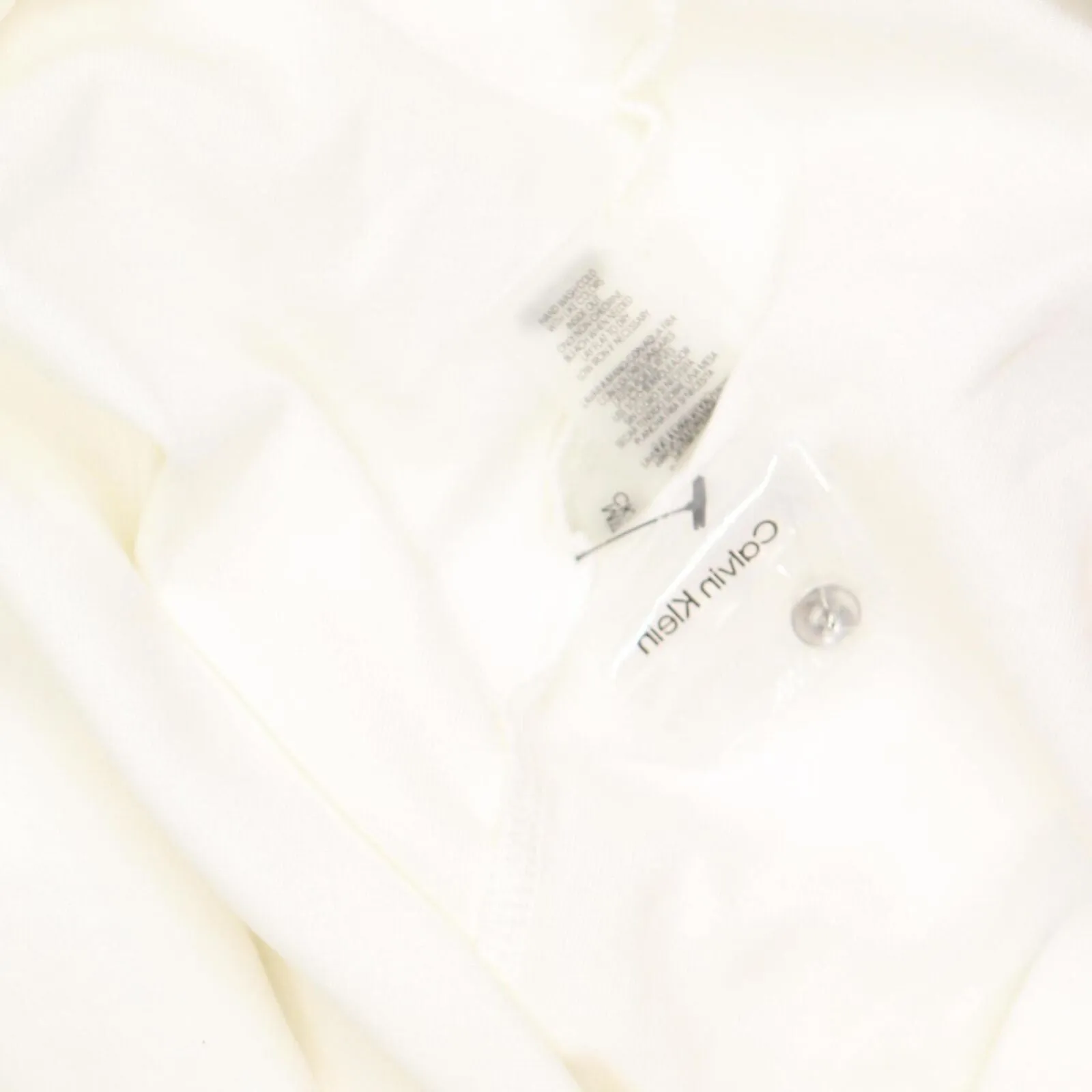 Calvin Klein Women's T-Shirt Silver Button Detailing Tee M1TH0807 Soft White L