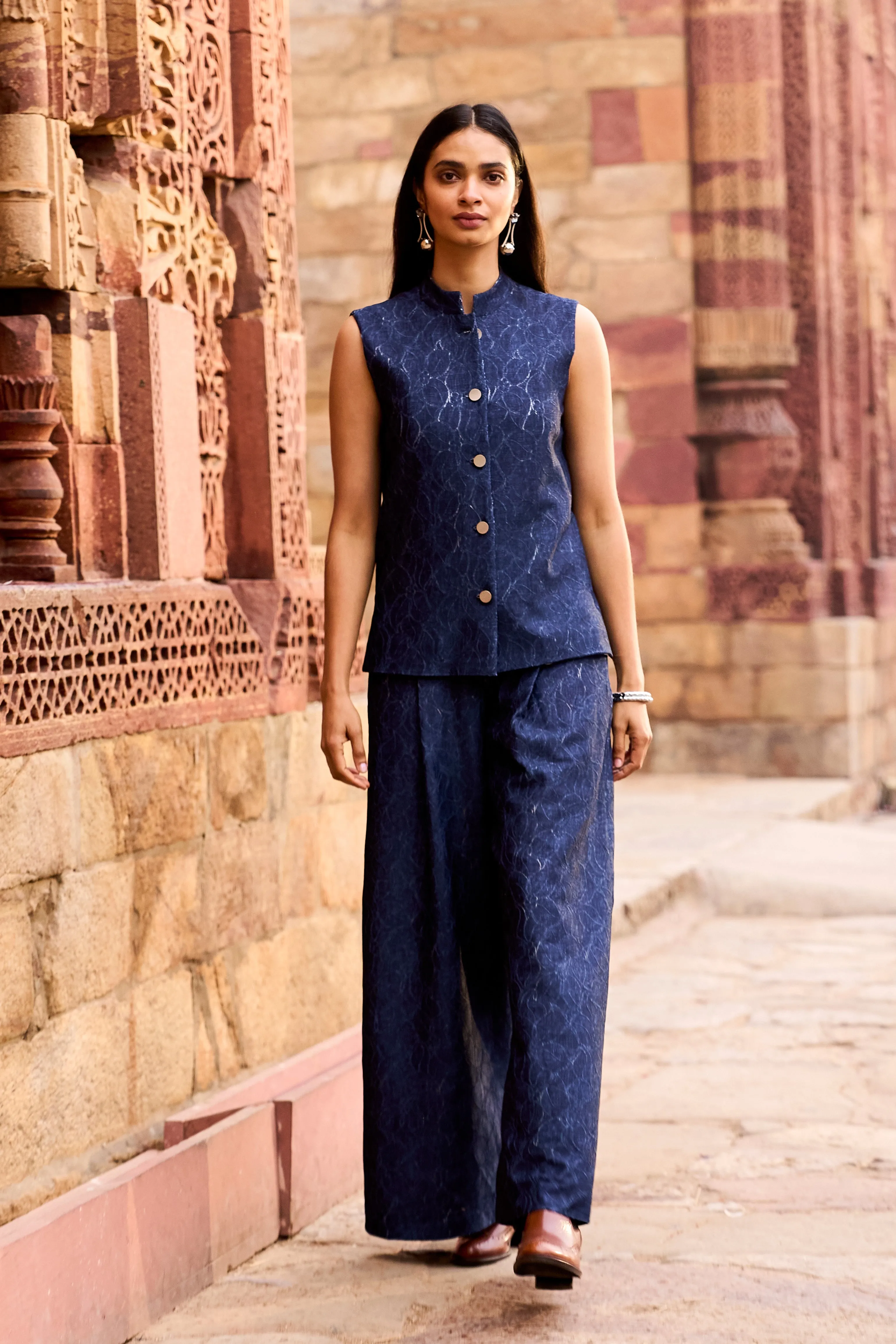 Denim Lace Waistcoat and Pant Set