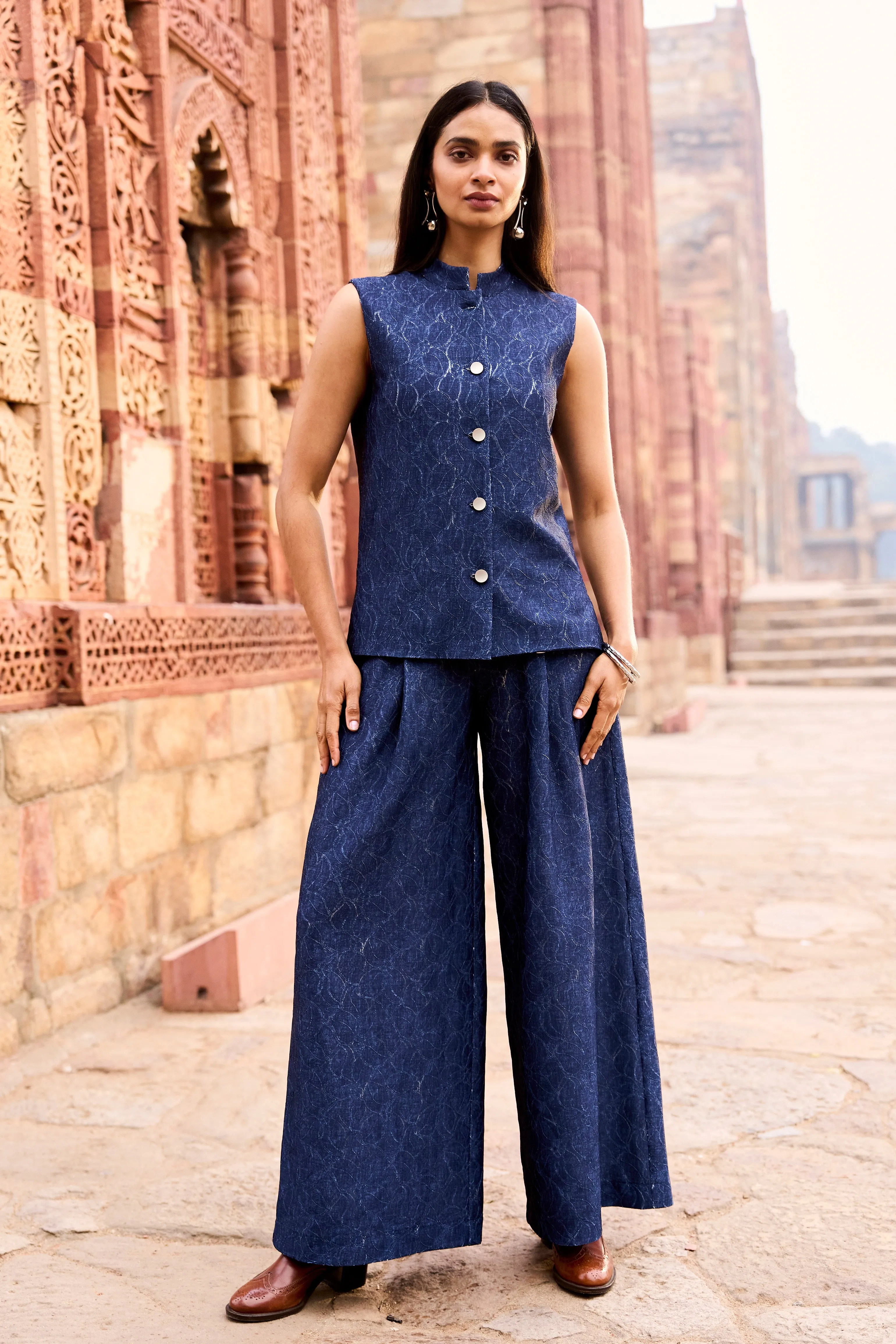 Denim Lace Waistcoat and Pant Set