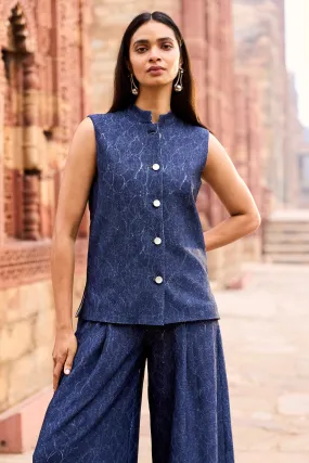 Denim Lace Waistcoat and Pant Set
