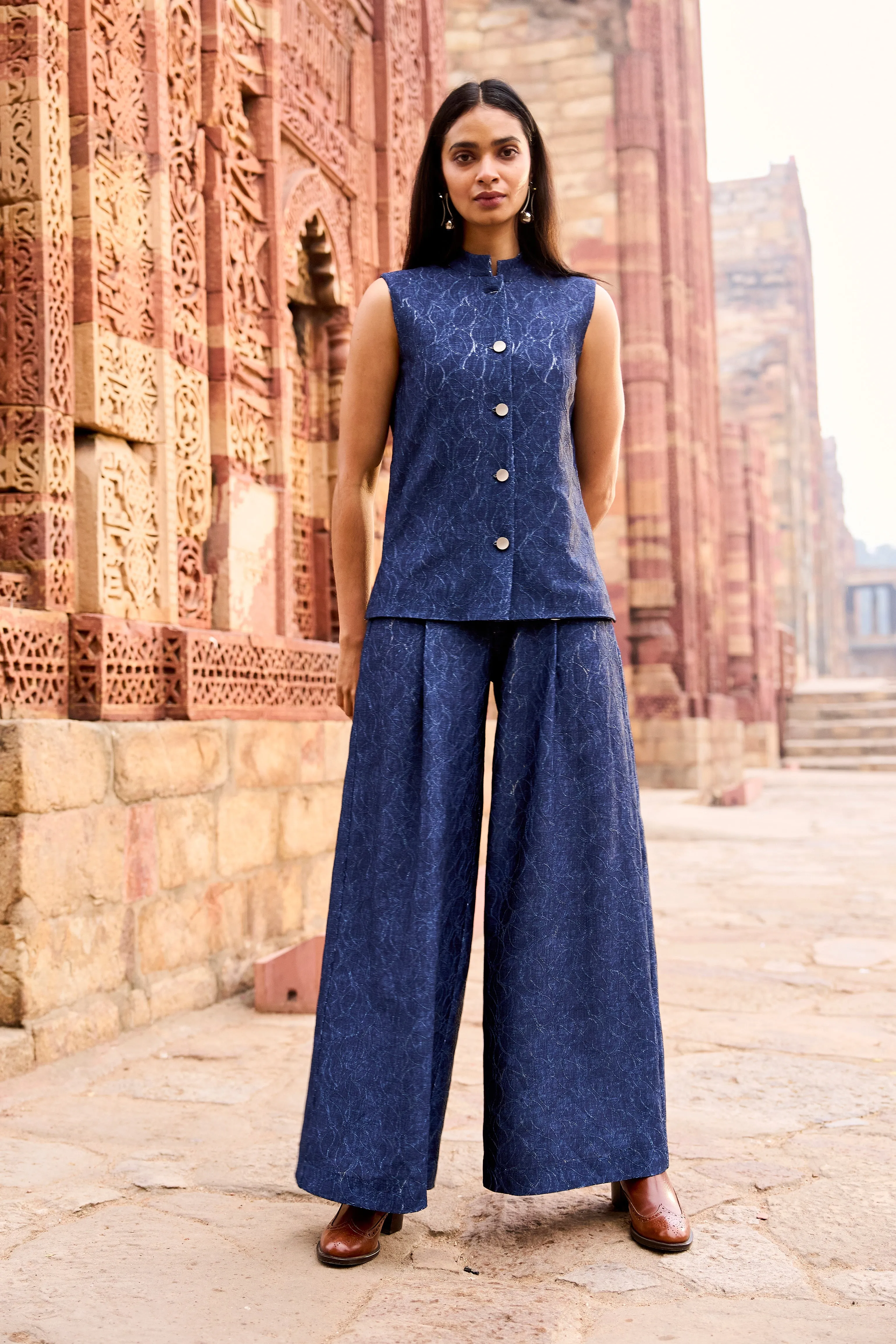 Denim Lace Waistcoat and Pant Set