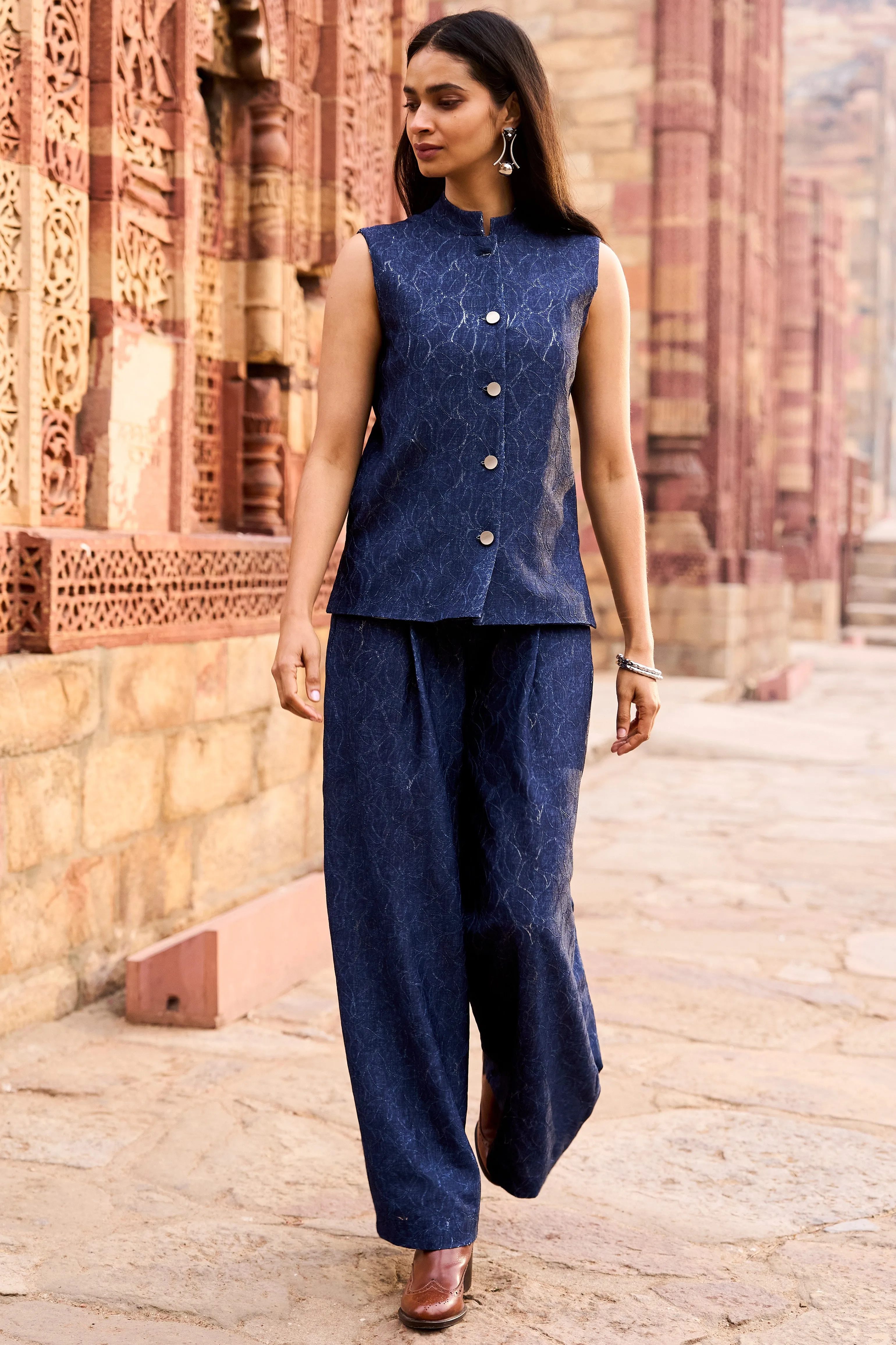 Denim Lace Waistcoat and Pant Set