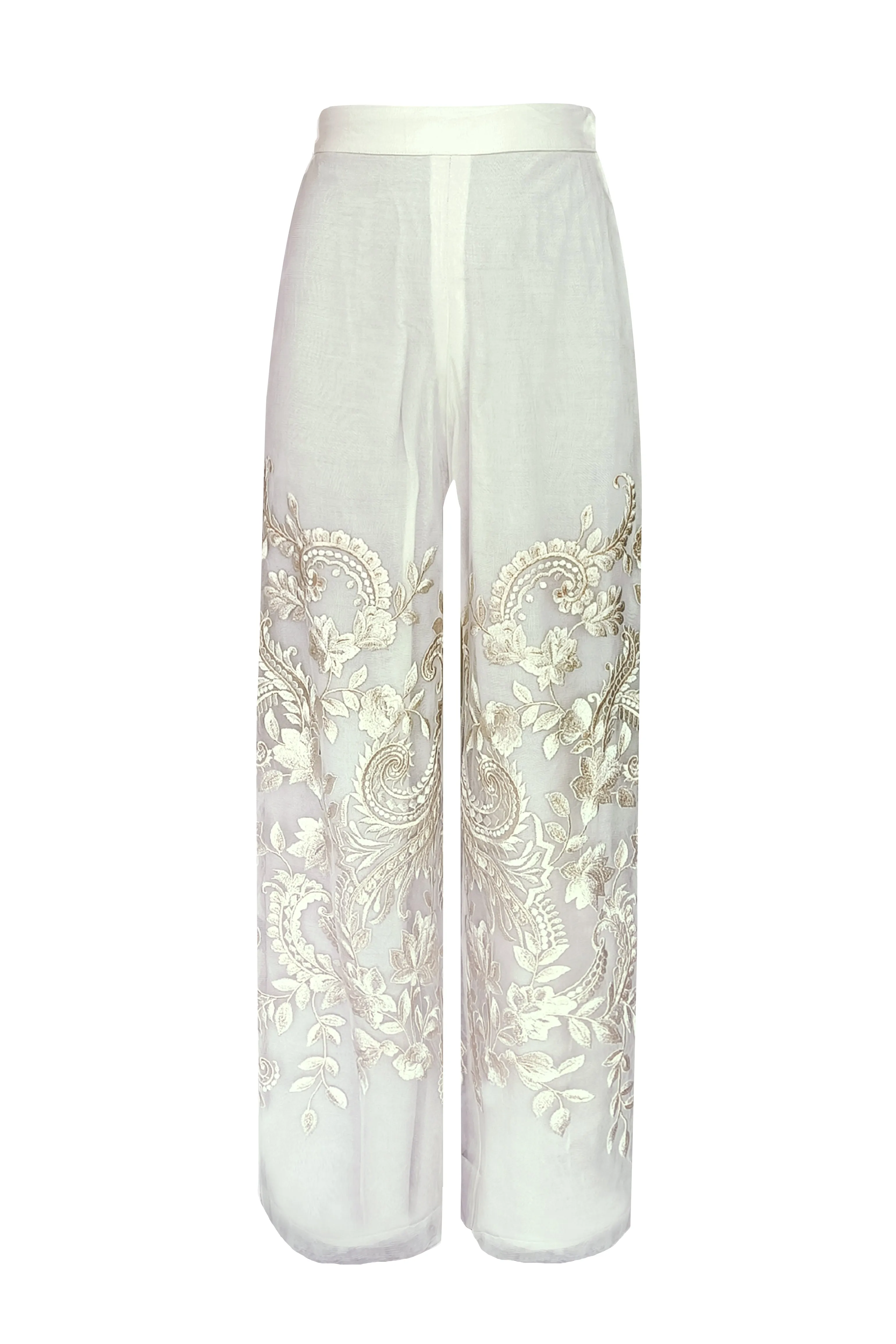 Embroidered Ivory Culotte