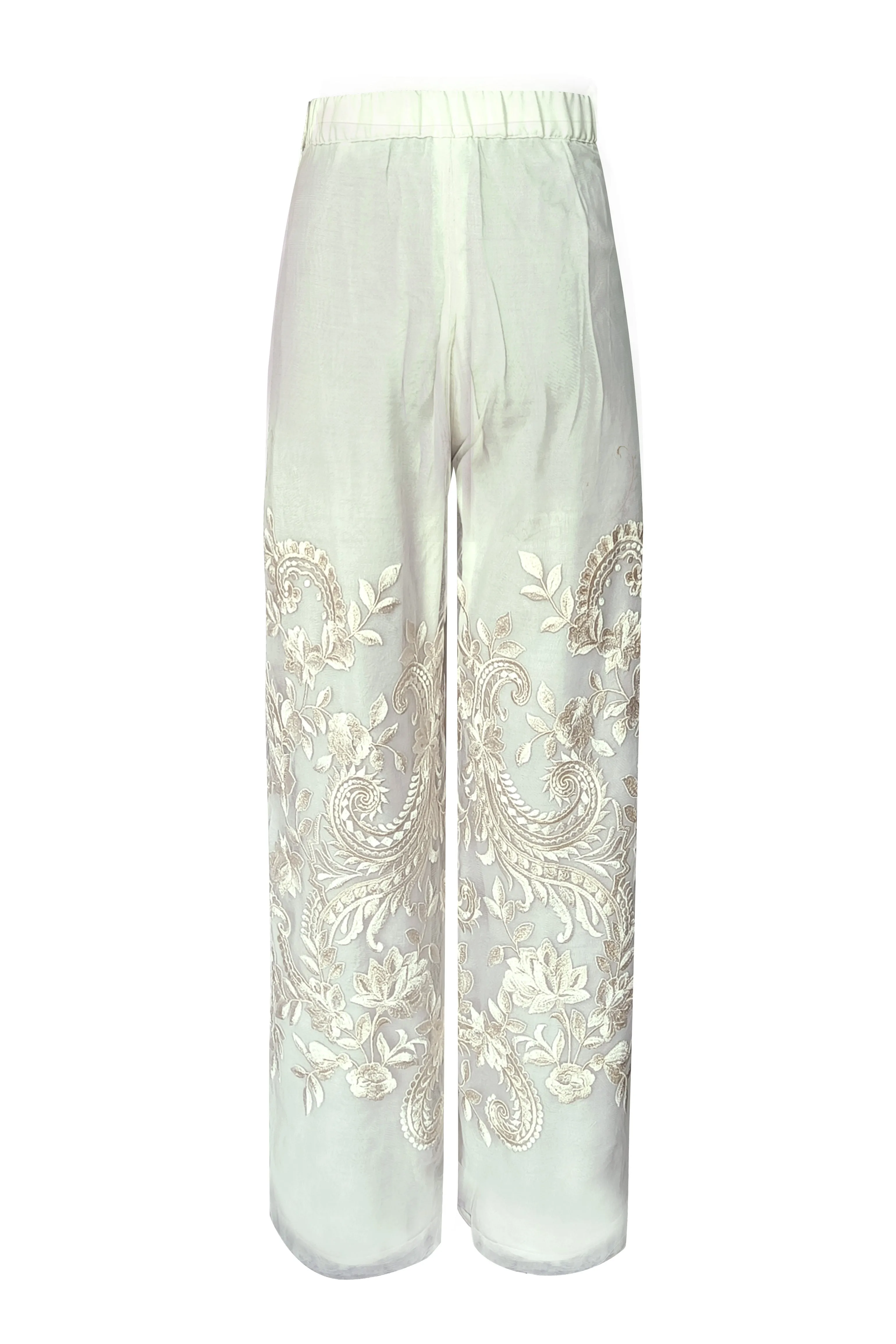 Embroidered Ivory Culotte