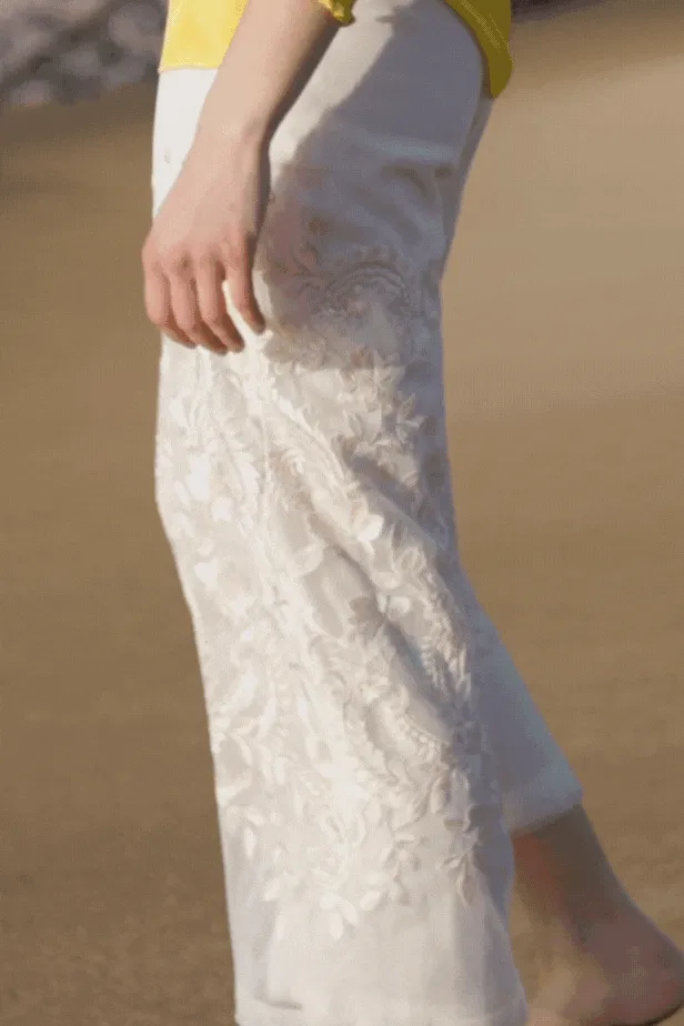 Embroidered Ivory Culotte
