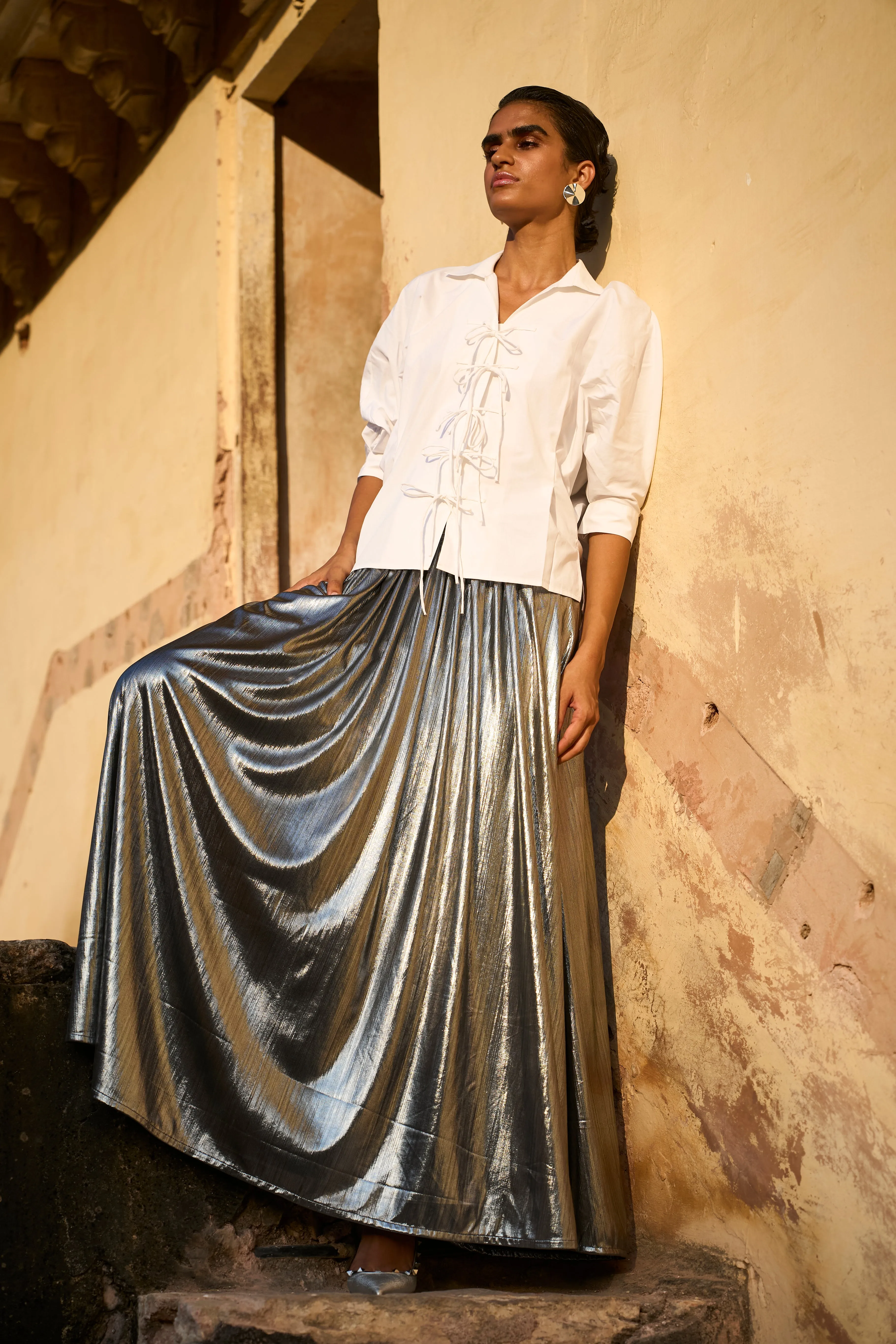 Fit & Flare Silver Skirt