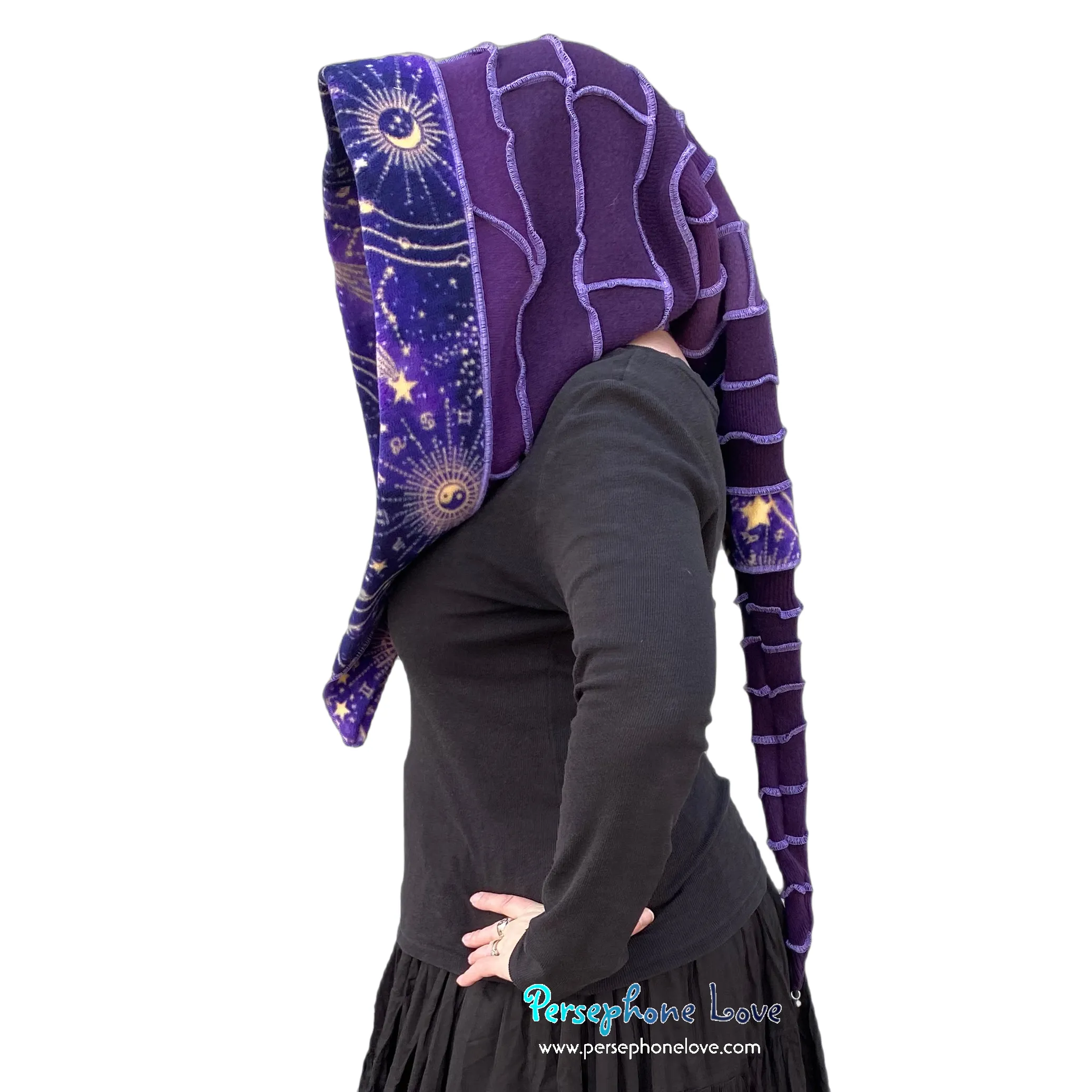 Katwise inspired celestial felted 100% cashmere recycled sweater elf hat/hood-1622