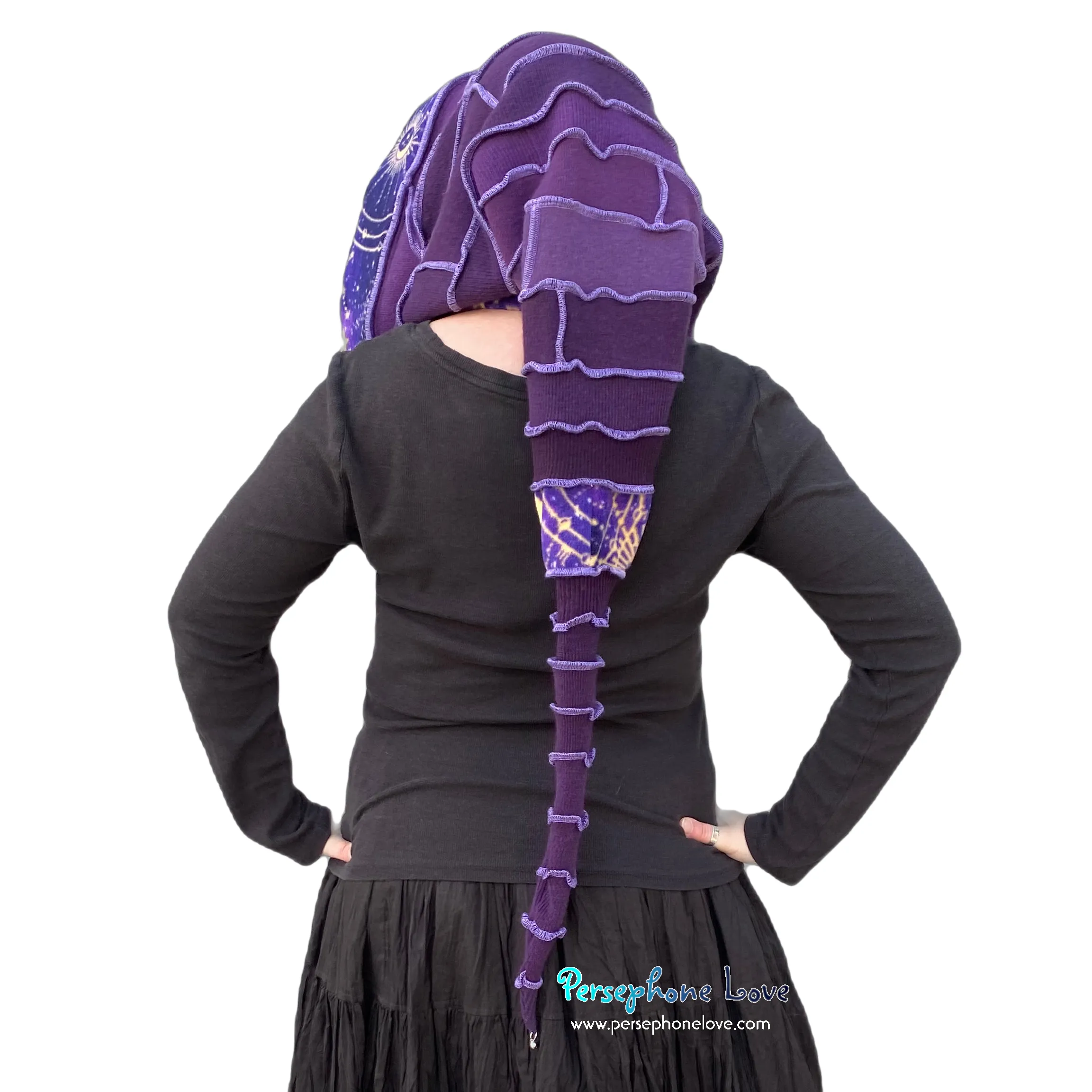 Katwise inspired celestial felted 100% cashmere recycled sweater elf hat/hood-1622