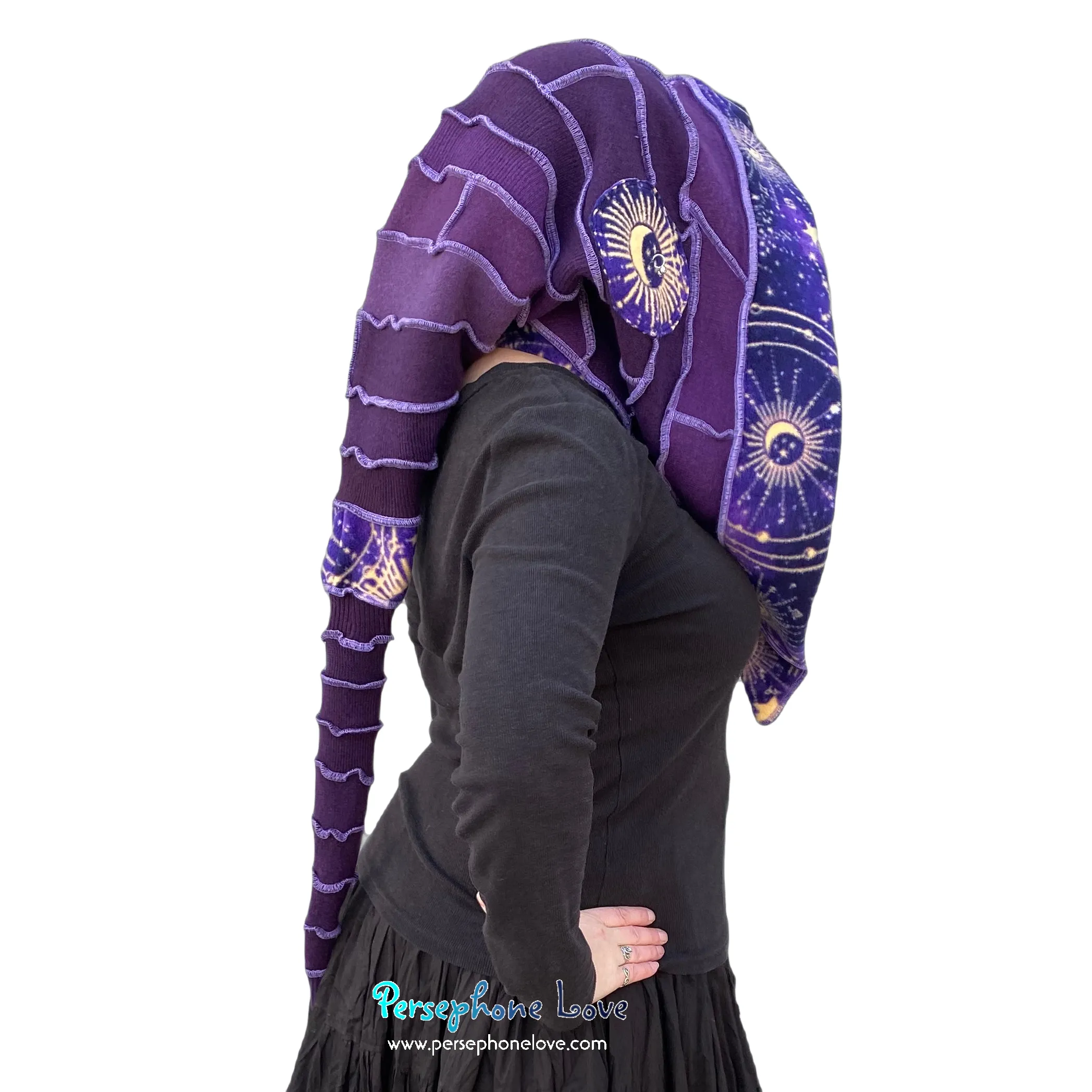Katwise inspired celestial felted 100% cashmere recycled sweater elf hat/hood-1622