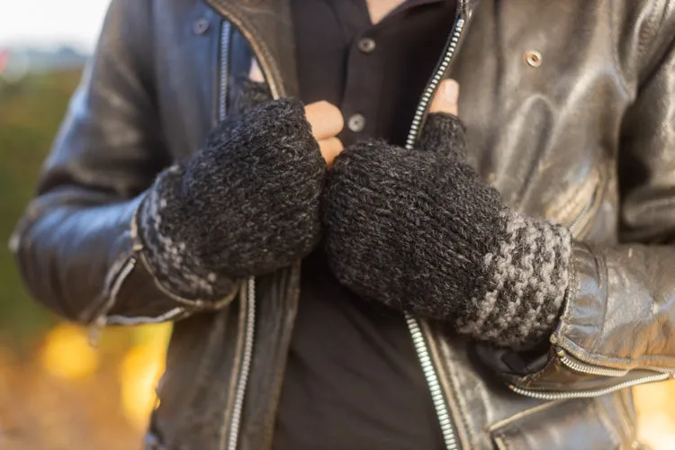 Melange Knitted Wool Arm Warmers