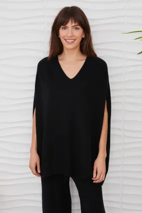 Oversized V-Neck Poncho Sweater