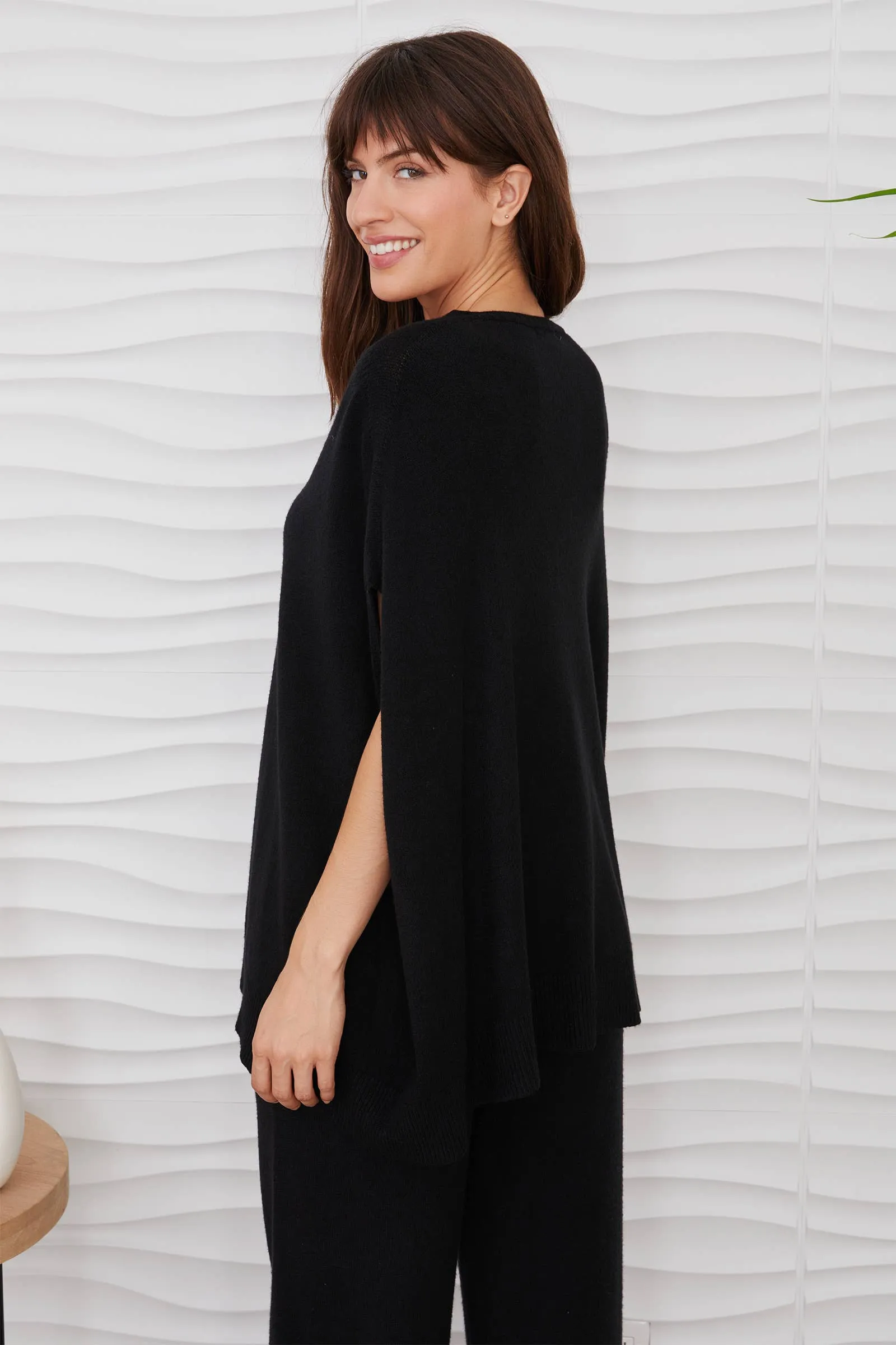 Oversized V-Neck Poncho Sweater