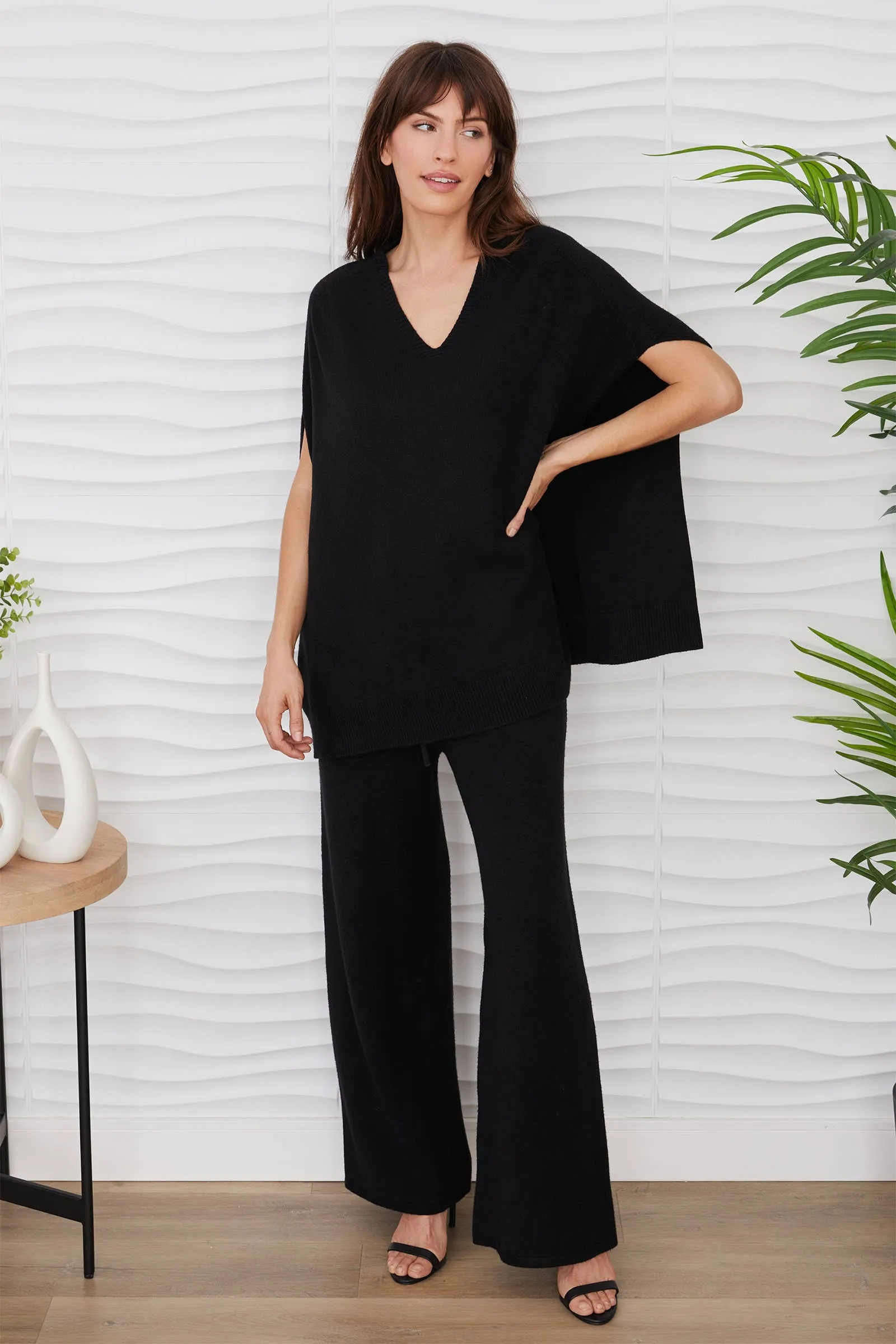 Oversized V-Neck Poncho Sweater
