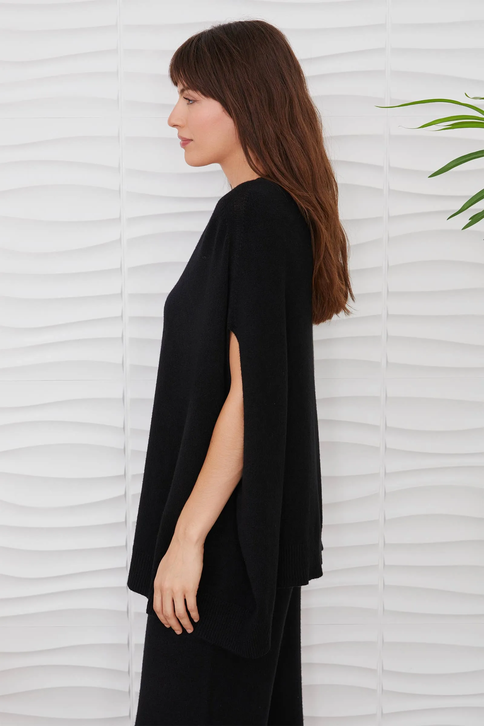 Oversized V-Neck Poncho Sweater