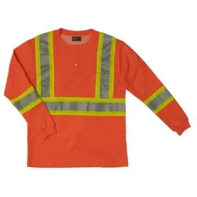 Tough Duck L/S Safety Henley Shirt with Segmented Stripes