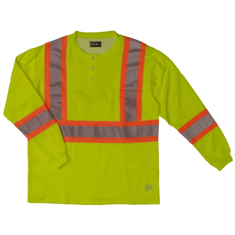 Tough Duck L/S Safety Henley Shirt with Segmented Stripes