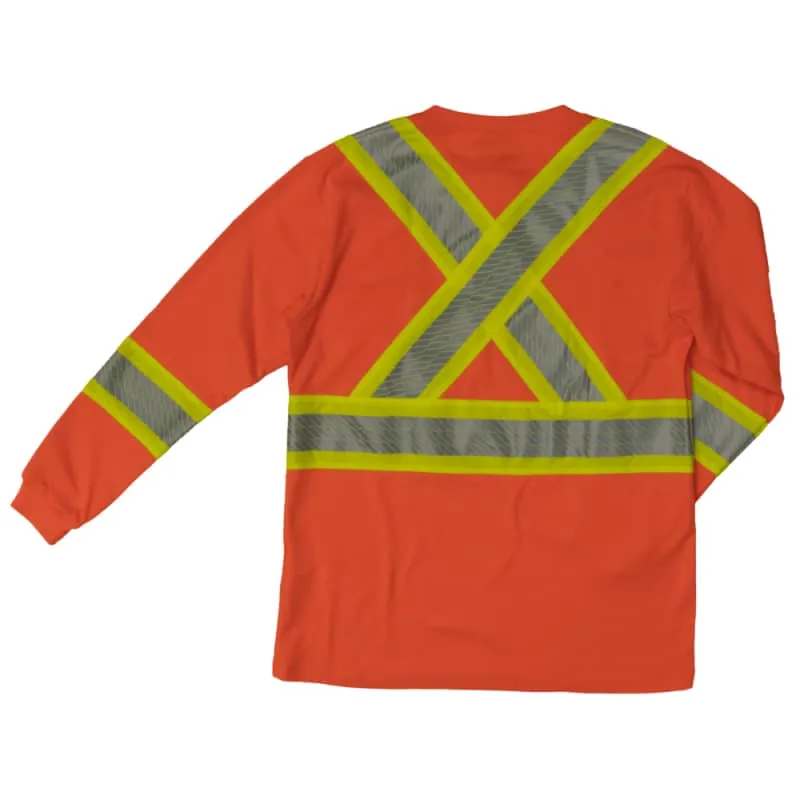 Tough Duck L/S Safety Henley Shirt with Segmented Stripes