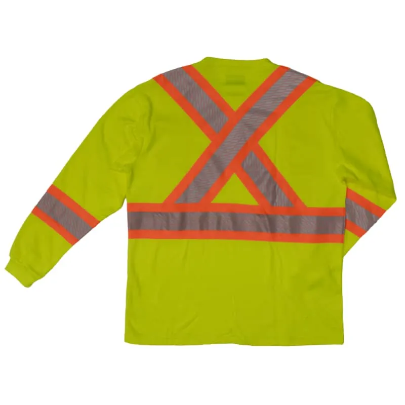 Tough Duck L/S Safety Henley Shirt with Segmented Stripes