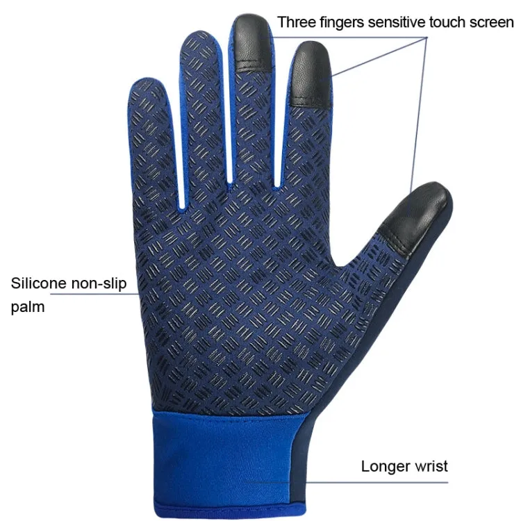 Winter Outdoor Riding Sports Waterproof Touch Screen Glove, Size: XL(H043 Blue)