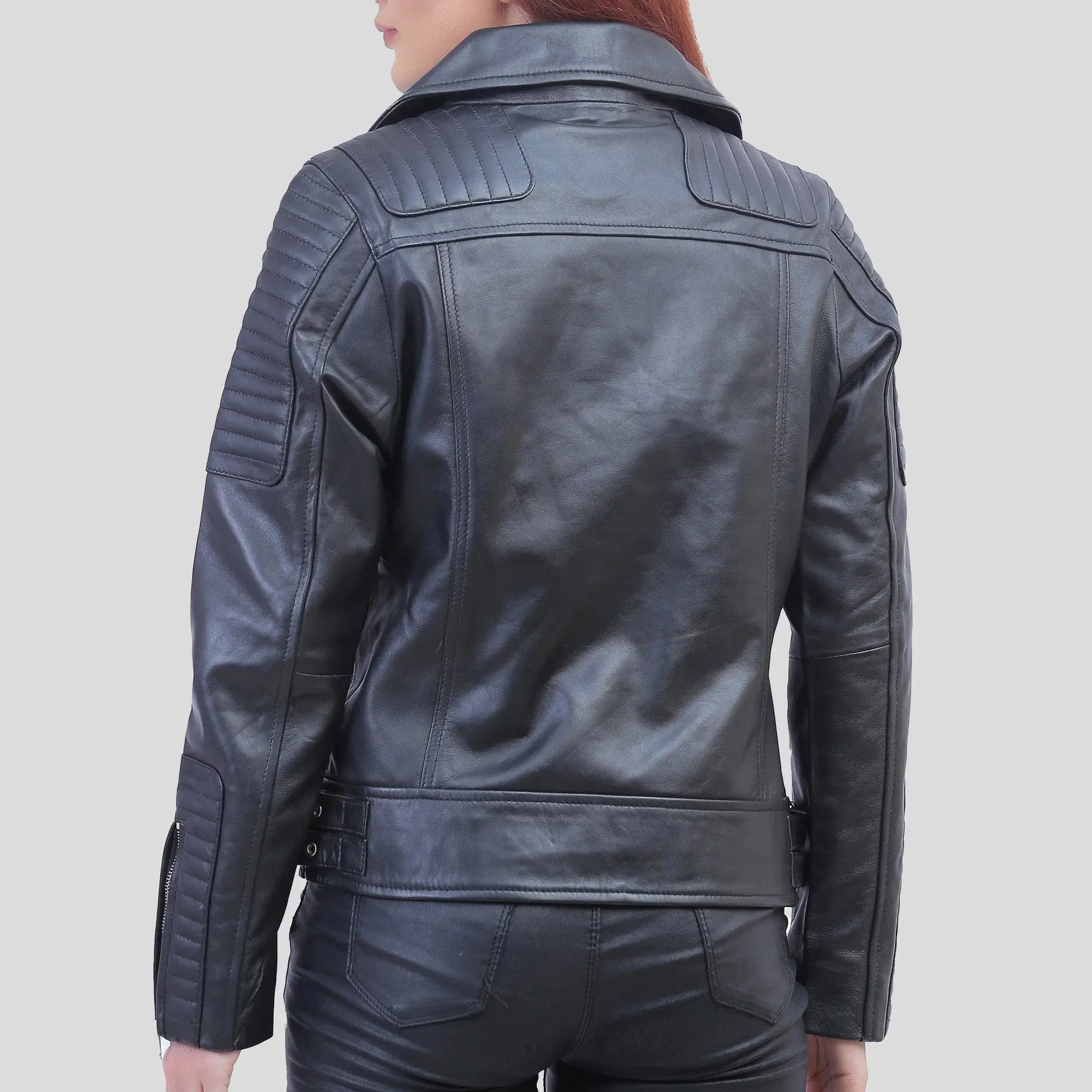 Women Asymmetrical Black Leather Jacket